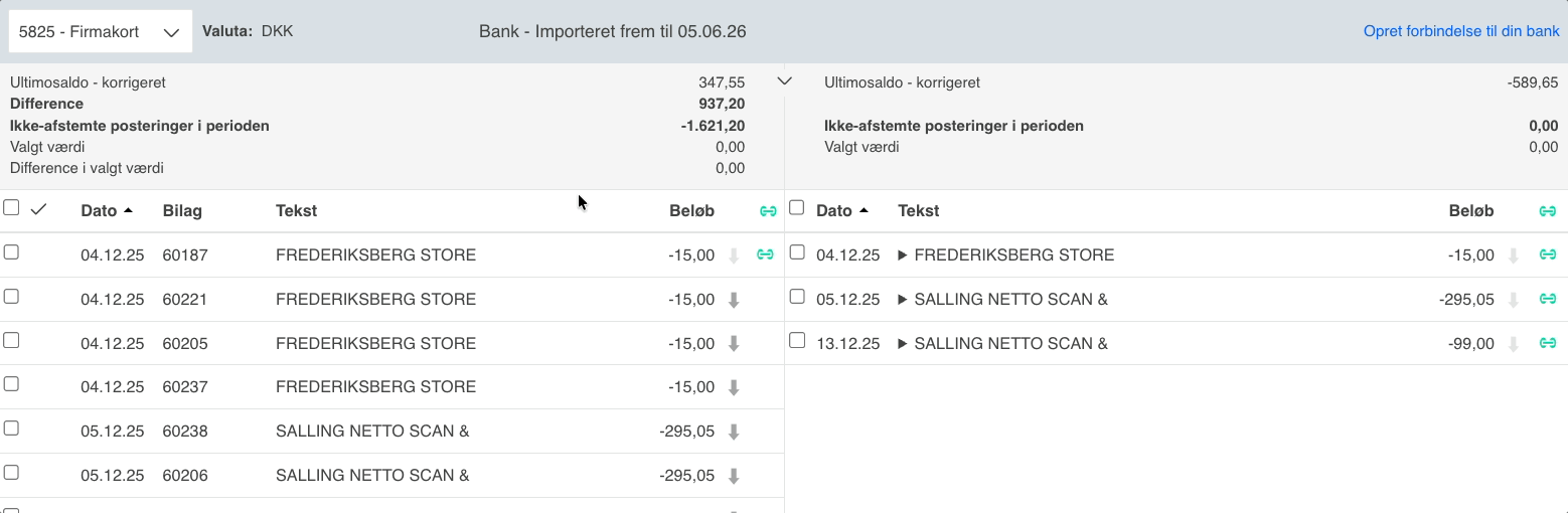 Show more info on an entry in bank reconciliation.