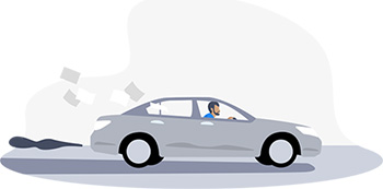 Illustration af medarbejder kørsel i egen bil til afregning af kilometerpenge