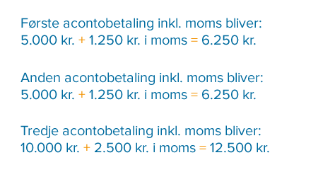 Her er et eksempel på, hvordan man deler en regning op i flere acontobetalinger