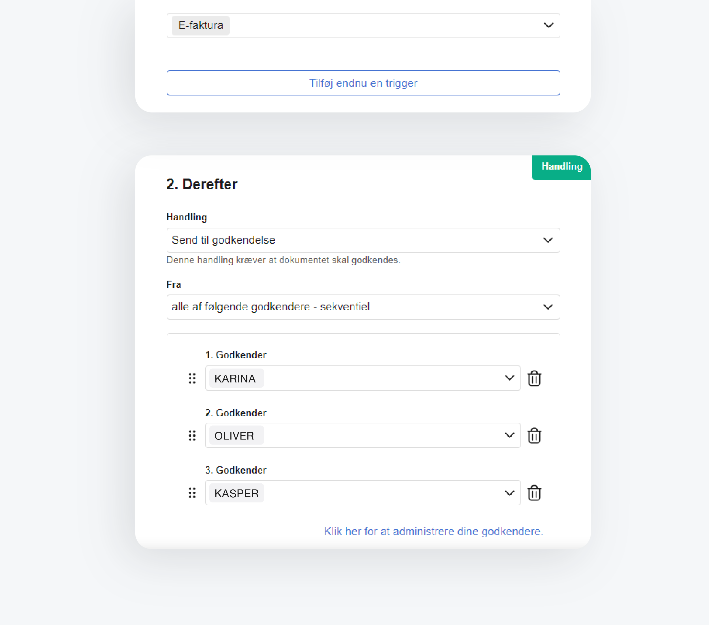 start bilags workflow godkendelse automatisk