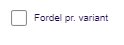 Viser afkrydsningsfeltet 'Fordel pr. variant' i Rapporter – bruges til at opdele rapporten efter varevarianter.