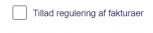 Viser feltet "Tillad regulering af fakturaer" i Stamoplysninger – bruges til at tillade, at fakturaer kan reguleres.