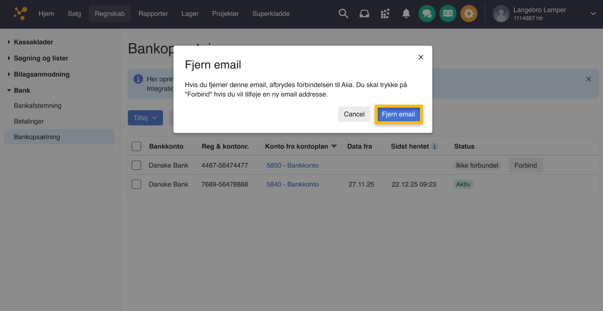 fjern email 