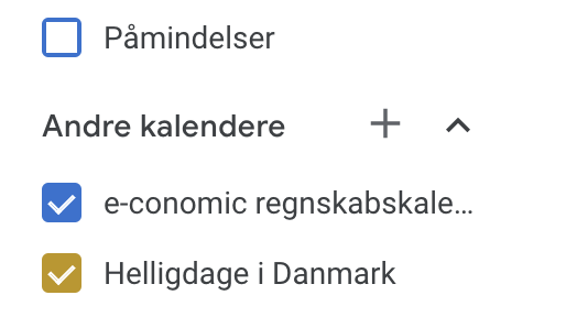 Et screenshot af indstillinger til at tilføje en kalender i Google Kalender