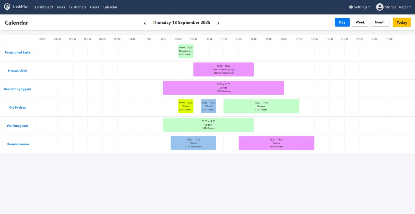 Screenshot fra TaskPlus