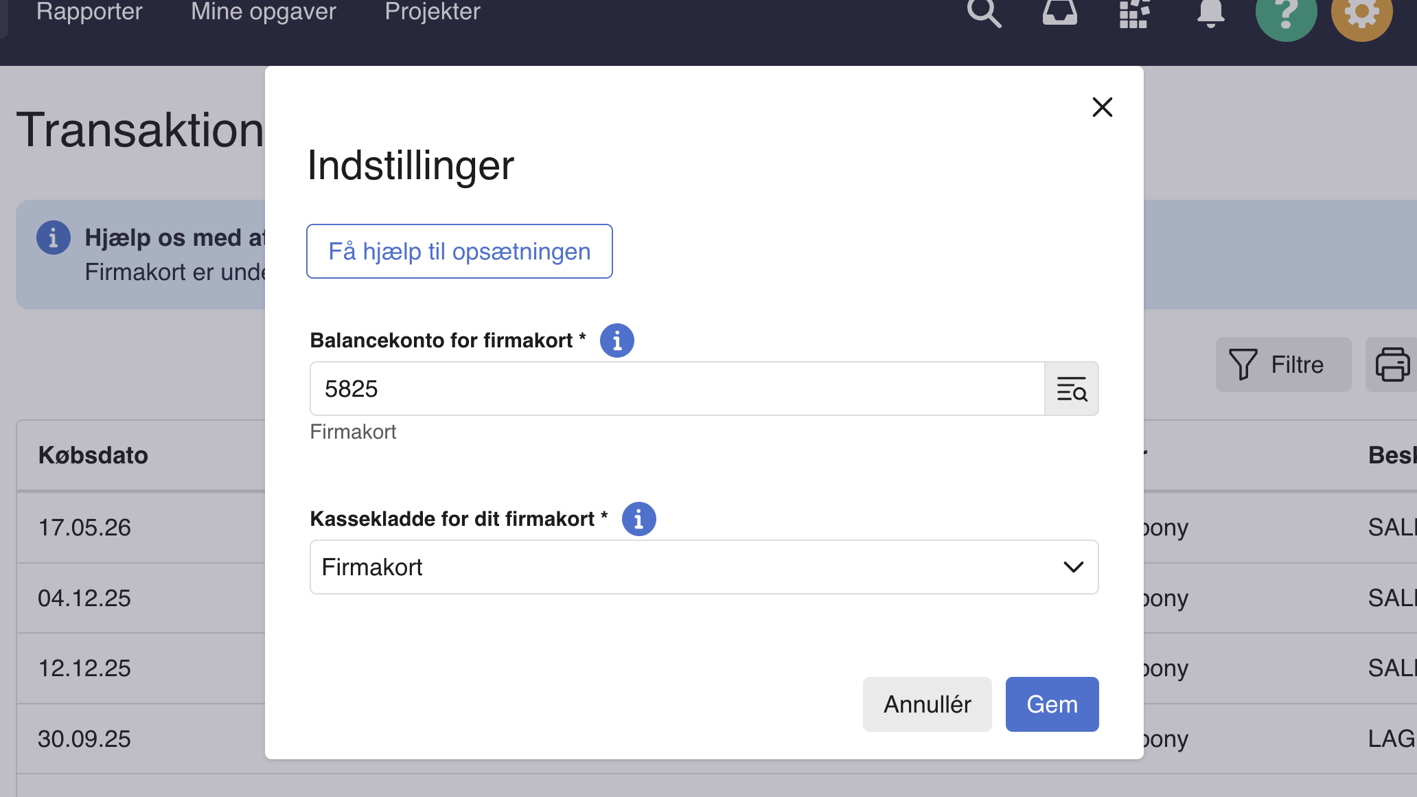 Firmakort Indstillingsvindeuet