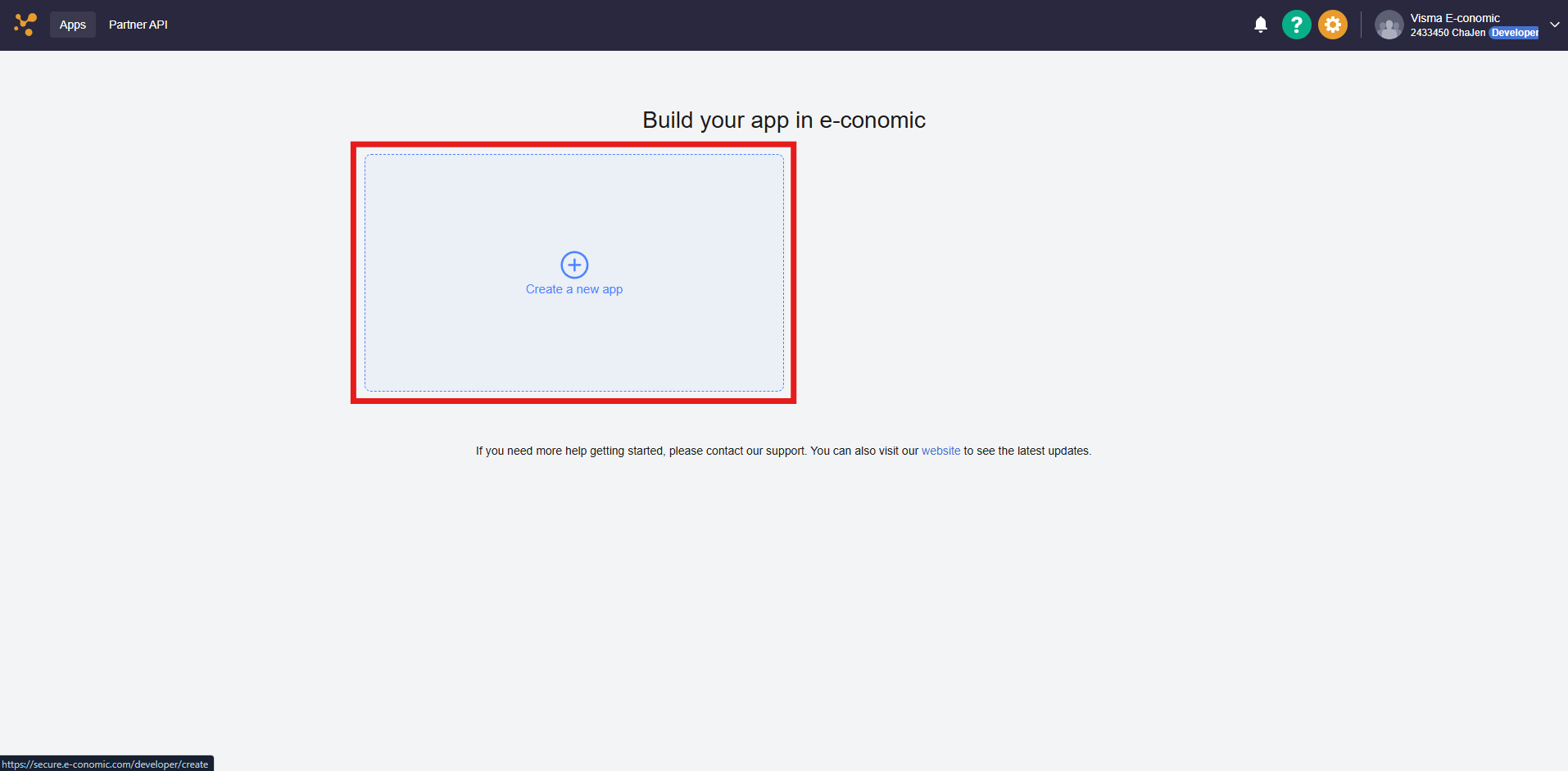 Click "Create new app".