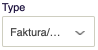 I feltet "Type", skal du vælge om du søger efter "Faktura/kreditnota", "Tilbud", "Ordre" eller "Rykkere".