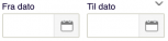 I felterne "Fra dato" og "Til dato" kan du indtaste et datointerval, for at få vist alle posteringerne, der har en fakturadato i denne periode, og dermed kan eksporteres til en PBS-fil.