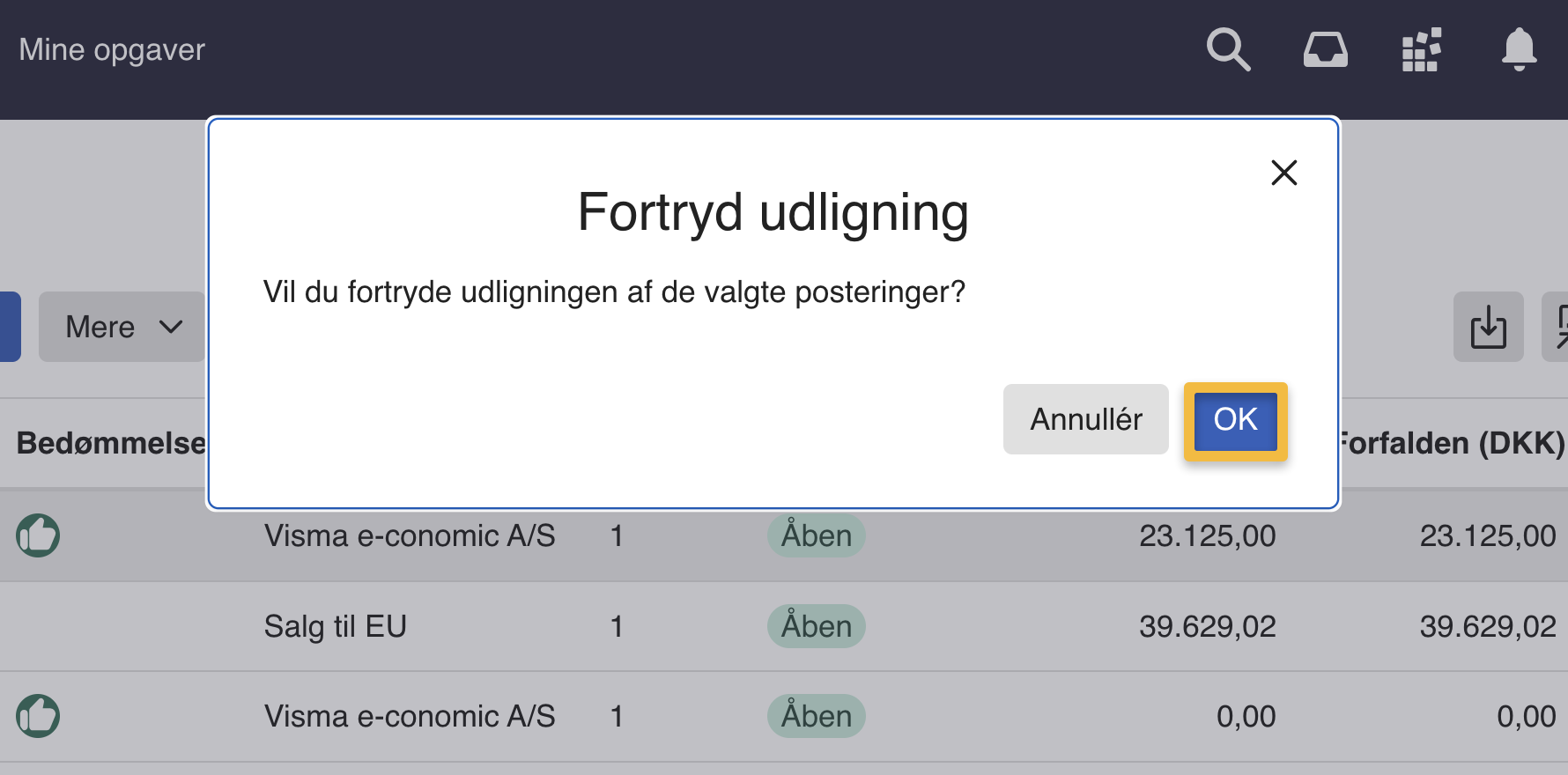 fortryd udligning 2