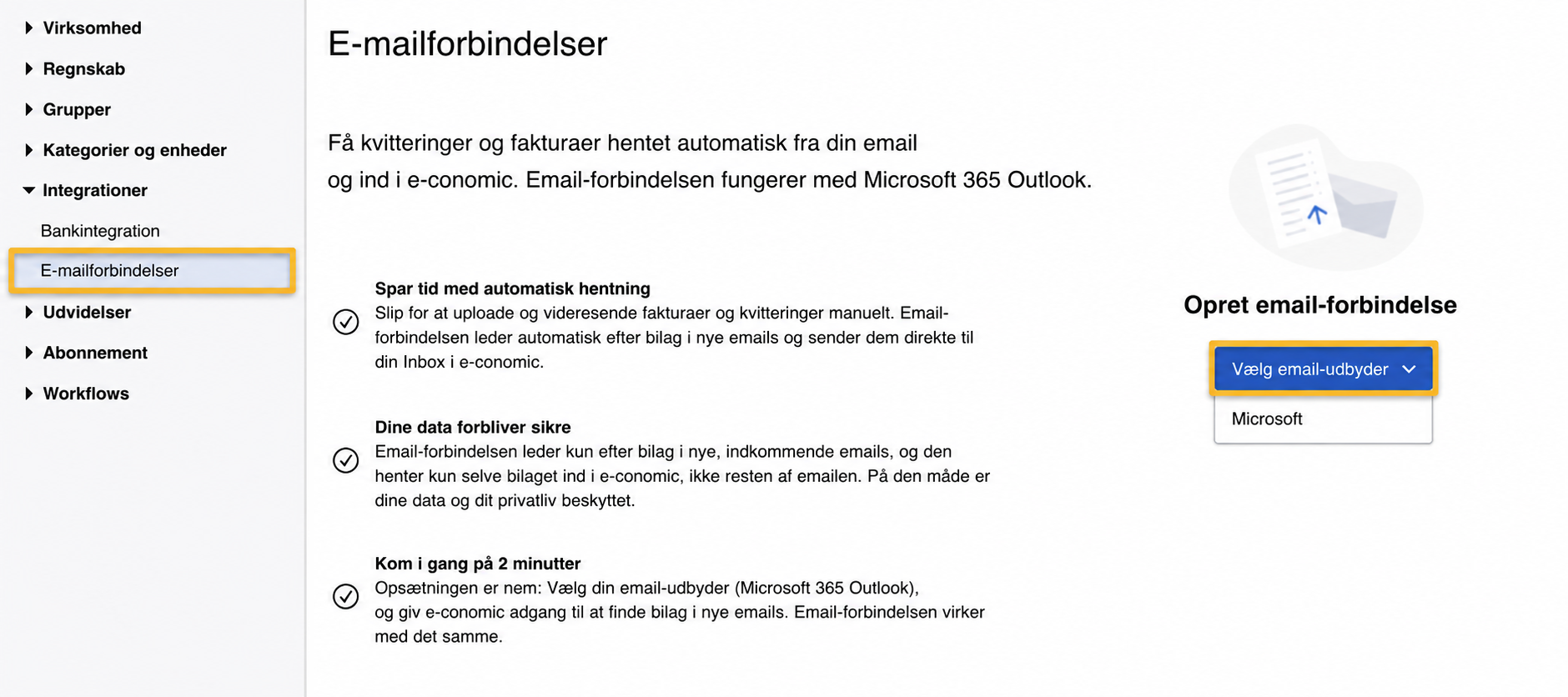 opret email-forbindelse