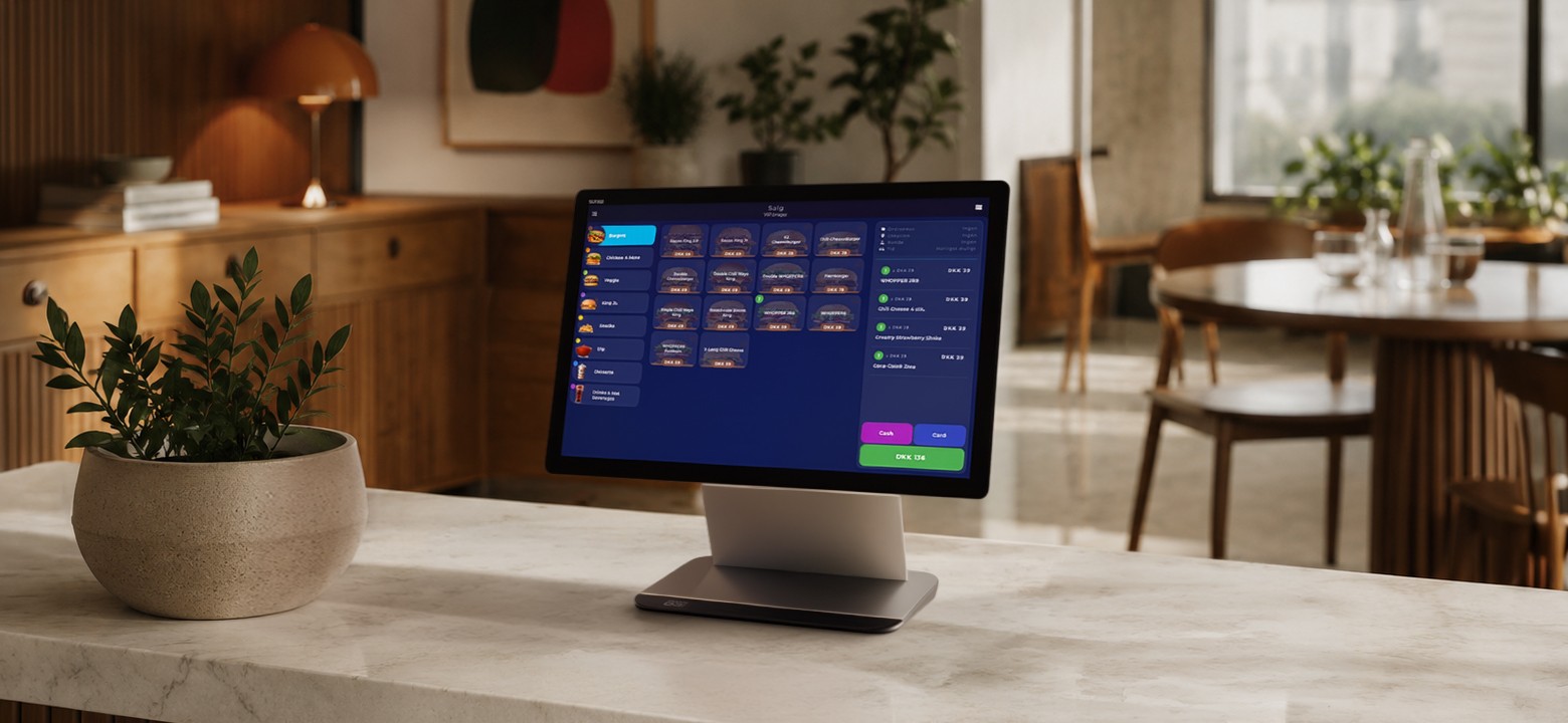 Et billede af et POS-system på en restaurant
