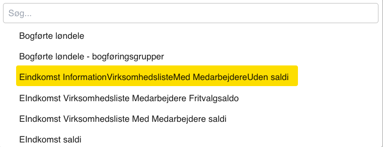 Eindkomst Information Virksomhedsliste Med Medarbejdere Uden saldi