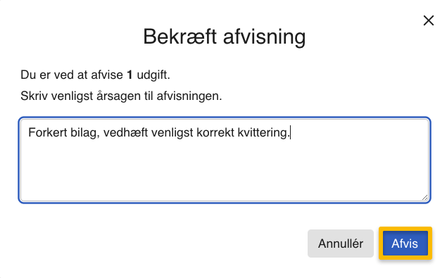afvis udlæg