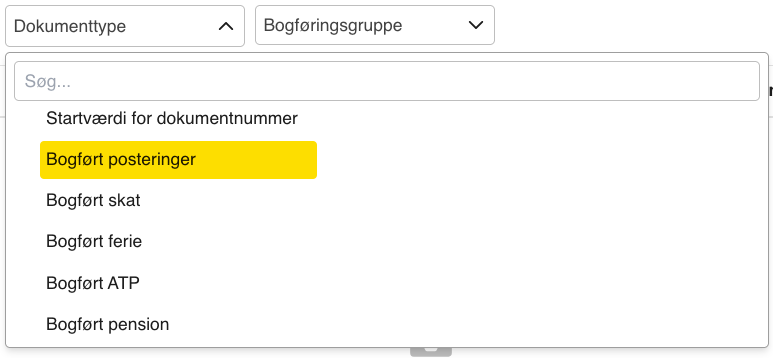 bogført posteringer
