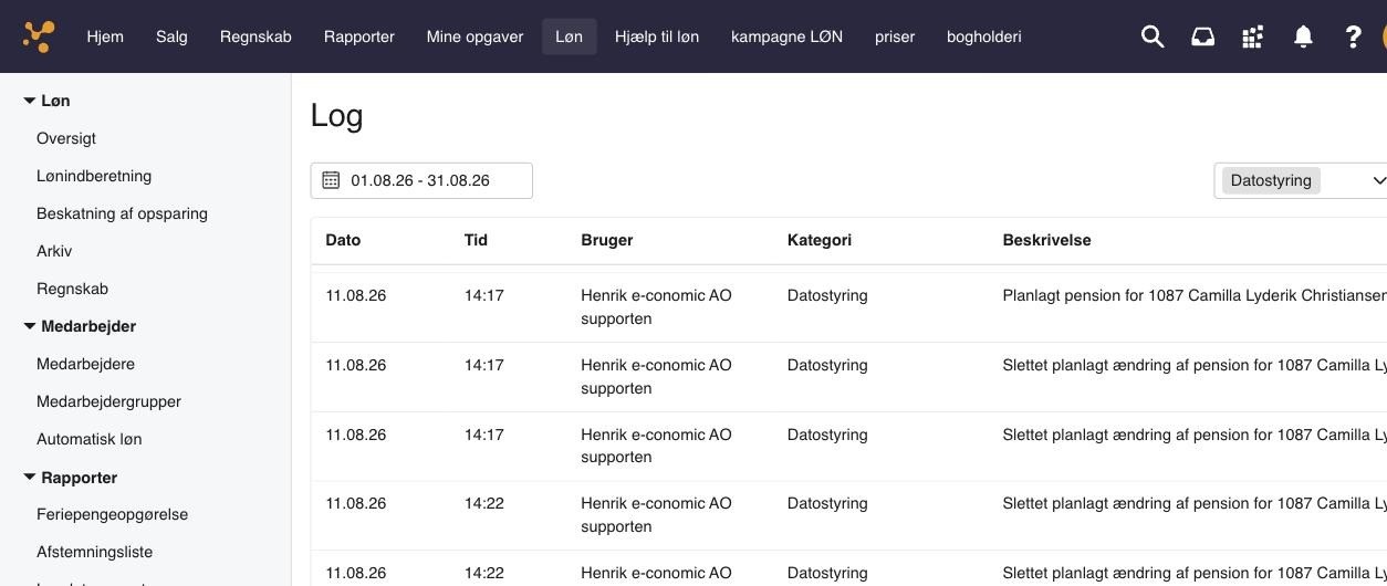 datostyring log