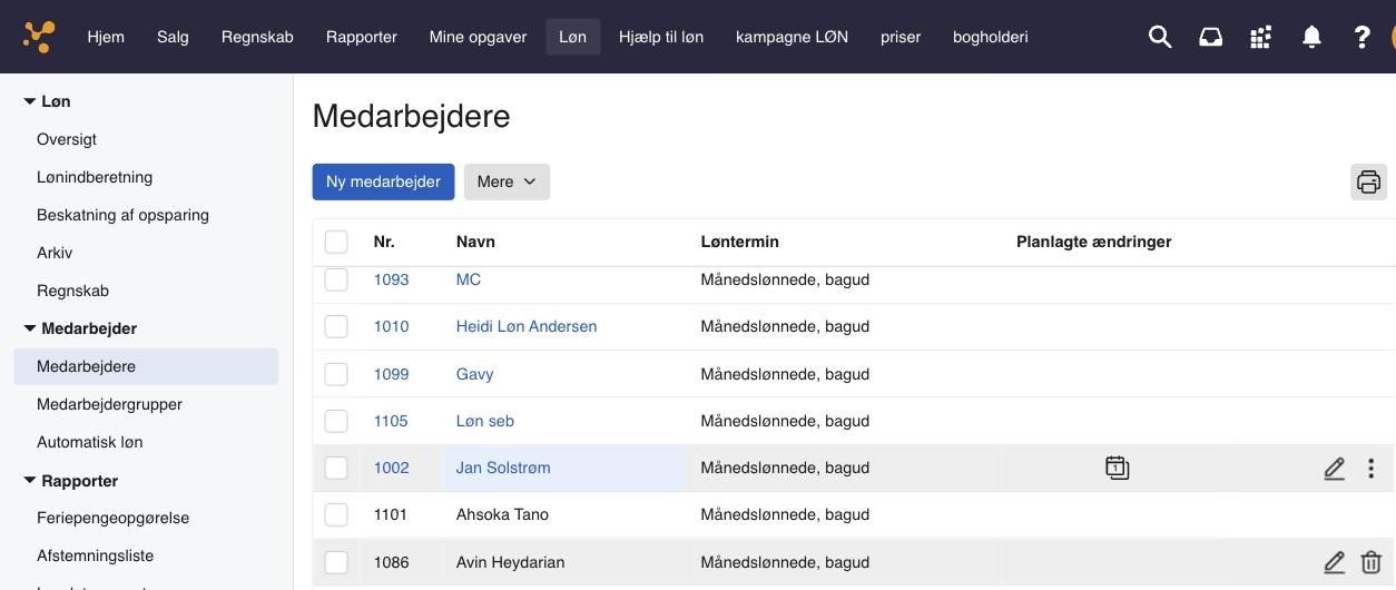 datostyring medarbejderliste