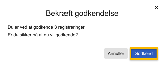 godkend registreringer