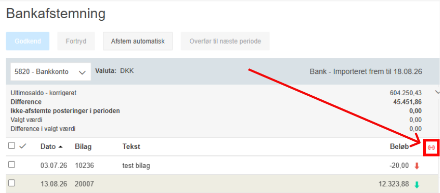 Ovenstående billede viser det røde ikon - også kendt som den røde kæde. Dette symbol viser kun ikke-afstemte posteringer.