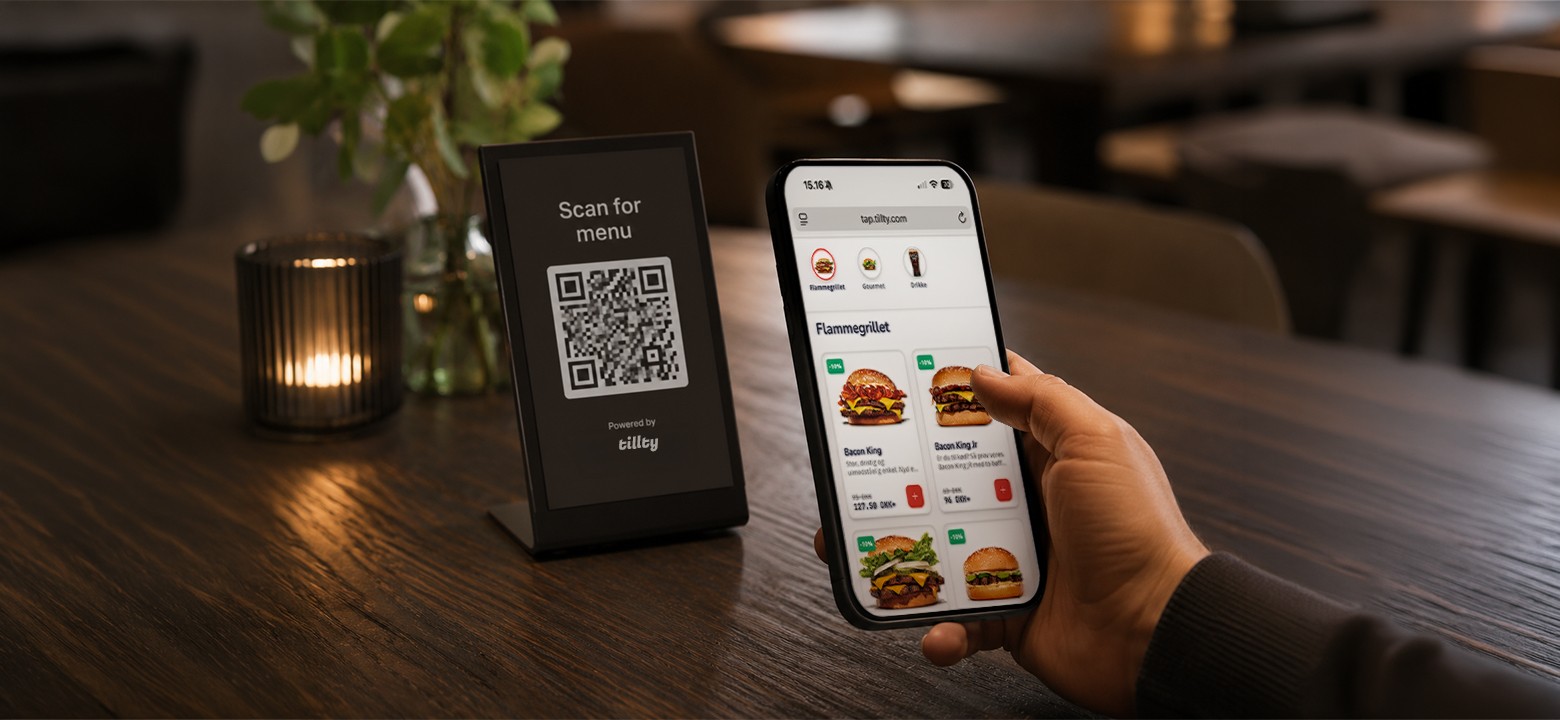 Et screenshot af en telefon, der scanner en QR-kode