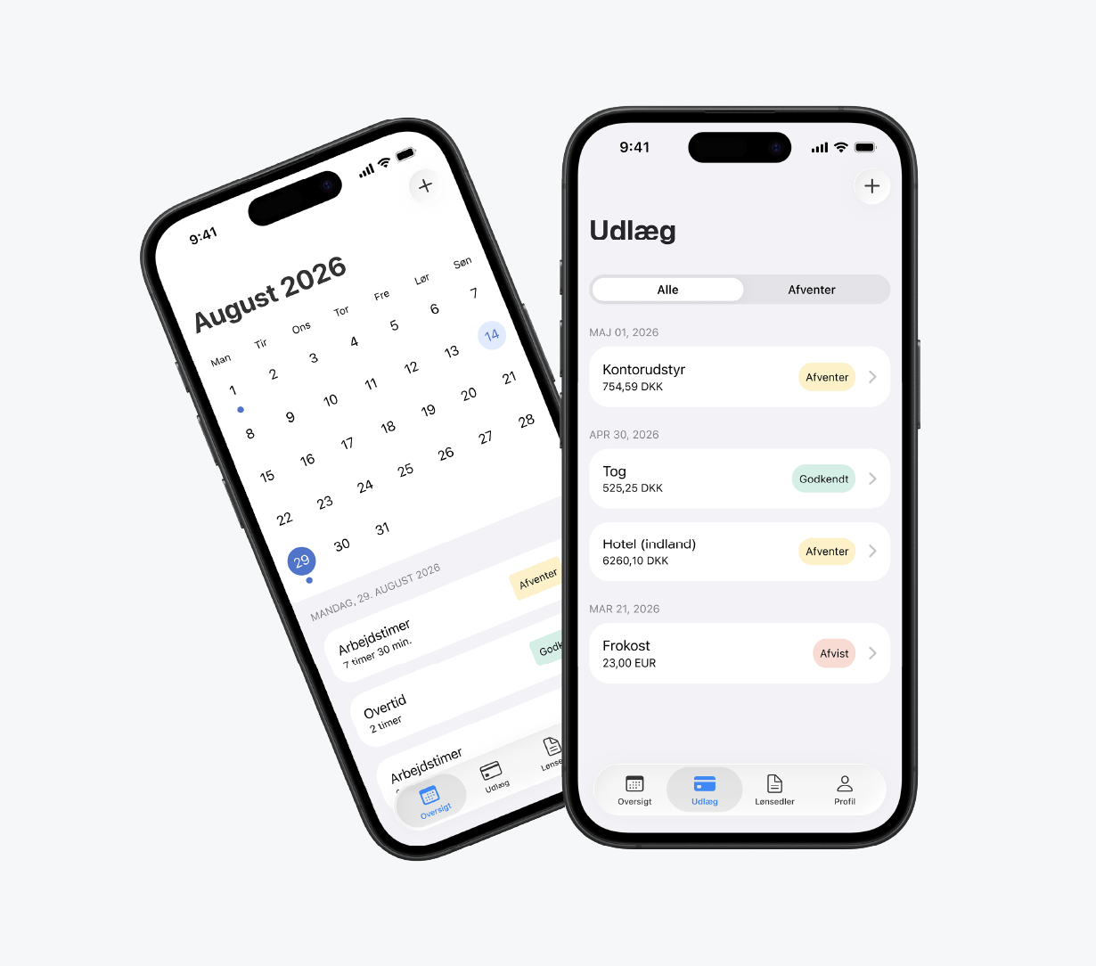 Et screenshot af e-conomics Løn Mobilapp