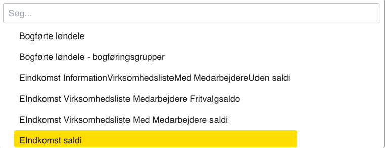Eindkomst saldi