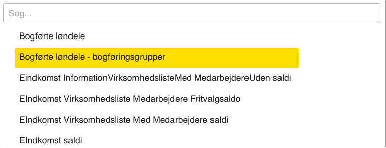 bogførte løndele - bogføringsgrupper