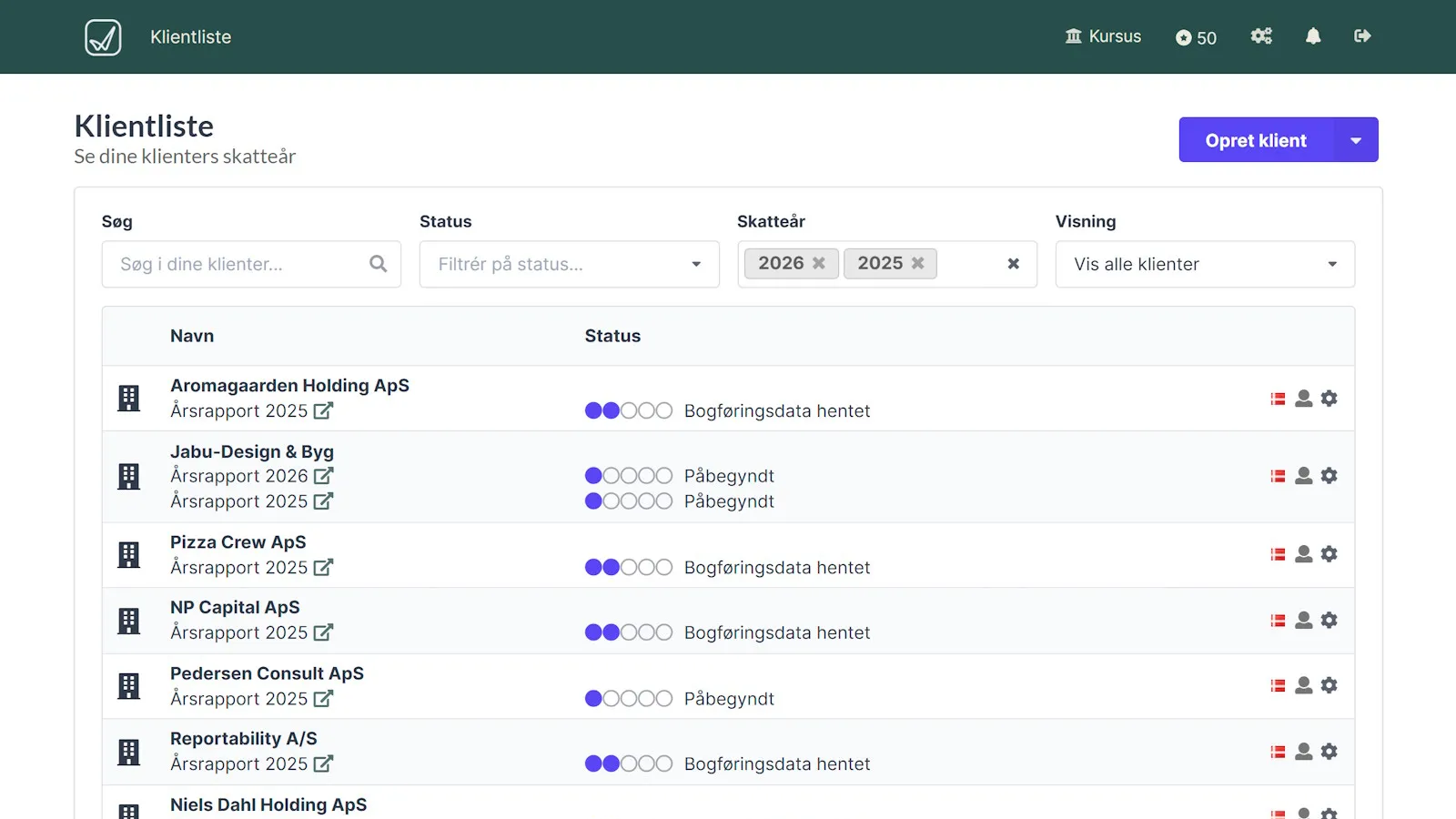 Et screenshot fra Reportability