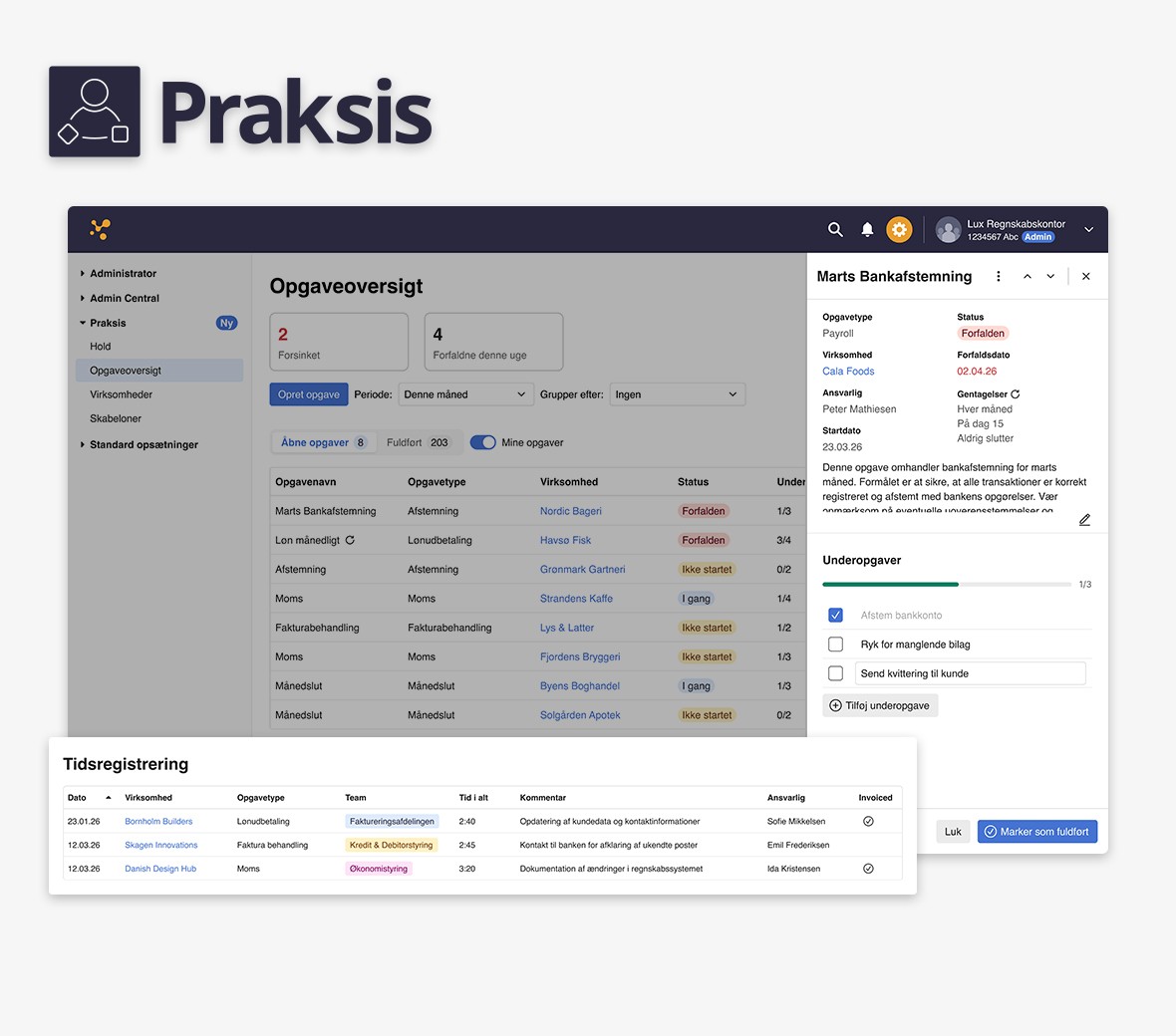 Et screenshot af e-conomics Praksis