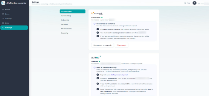 Screenshot fra 2app - AltaPay