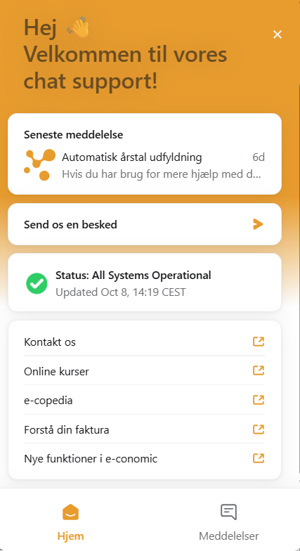 Ovenstående billede viser menuen der åbner sig efter du trykker på taleboble-ikonet, og er beskrevet i detaljer nedenfor.