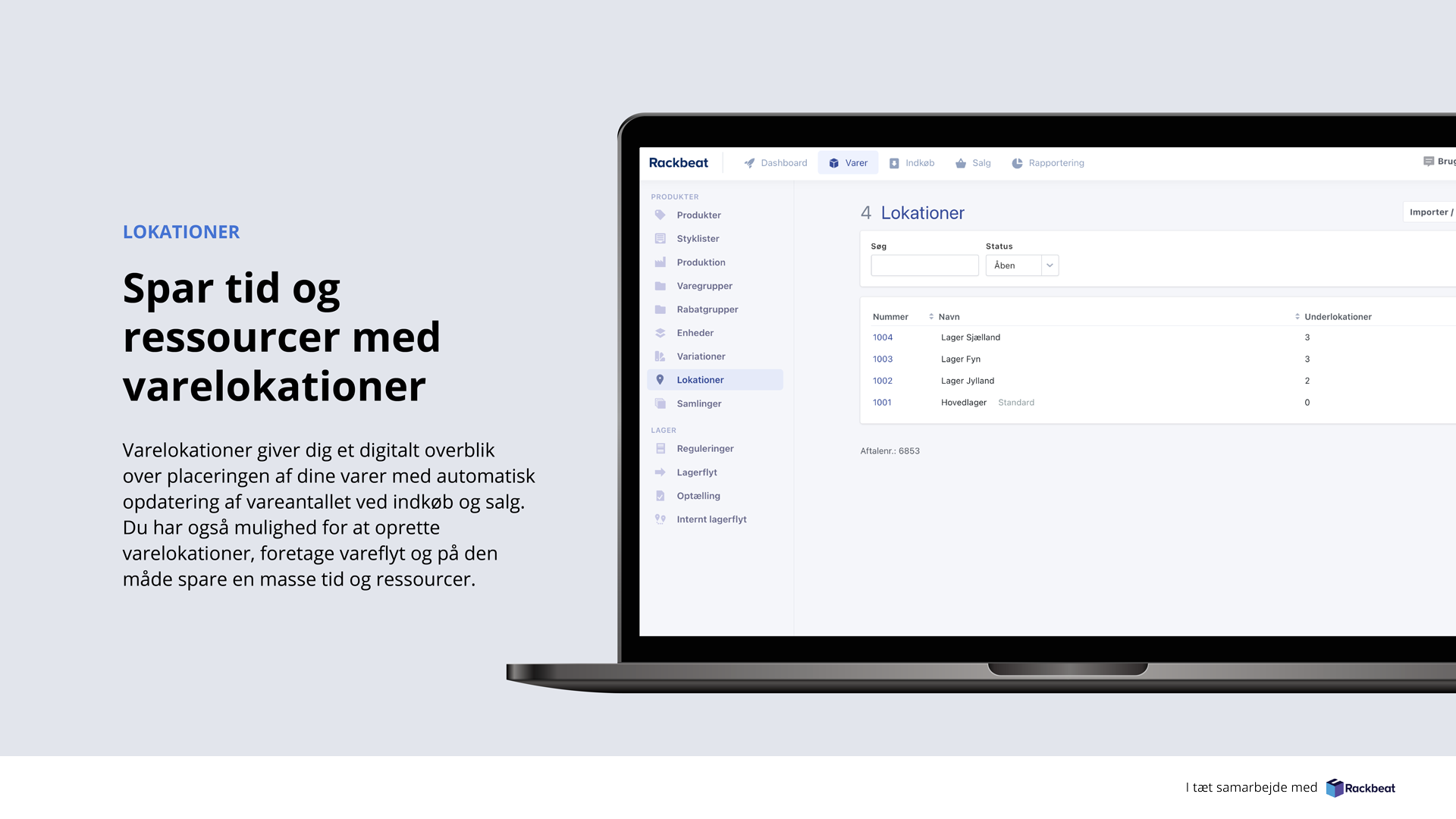 App screenshot: Lager af Rackbeat