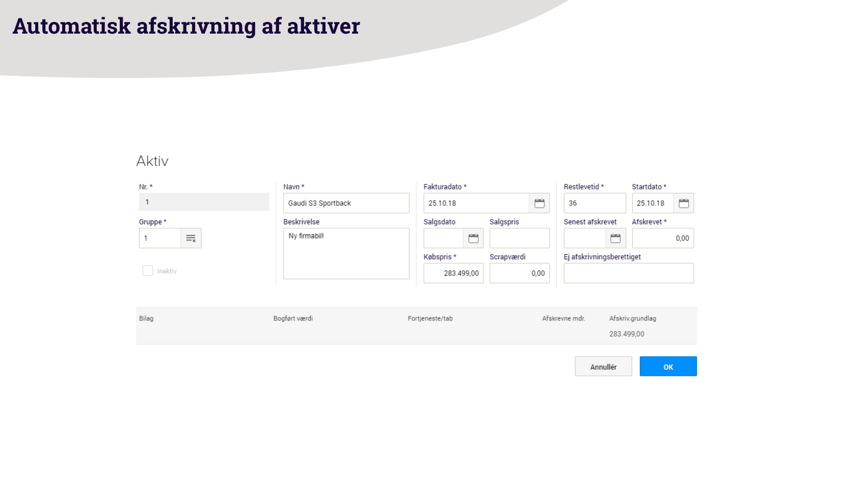 App screenshot: Periodisering & Anlæg