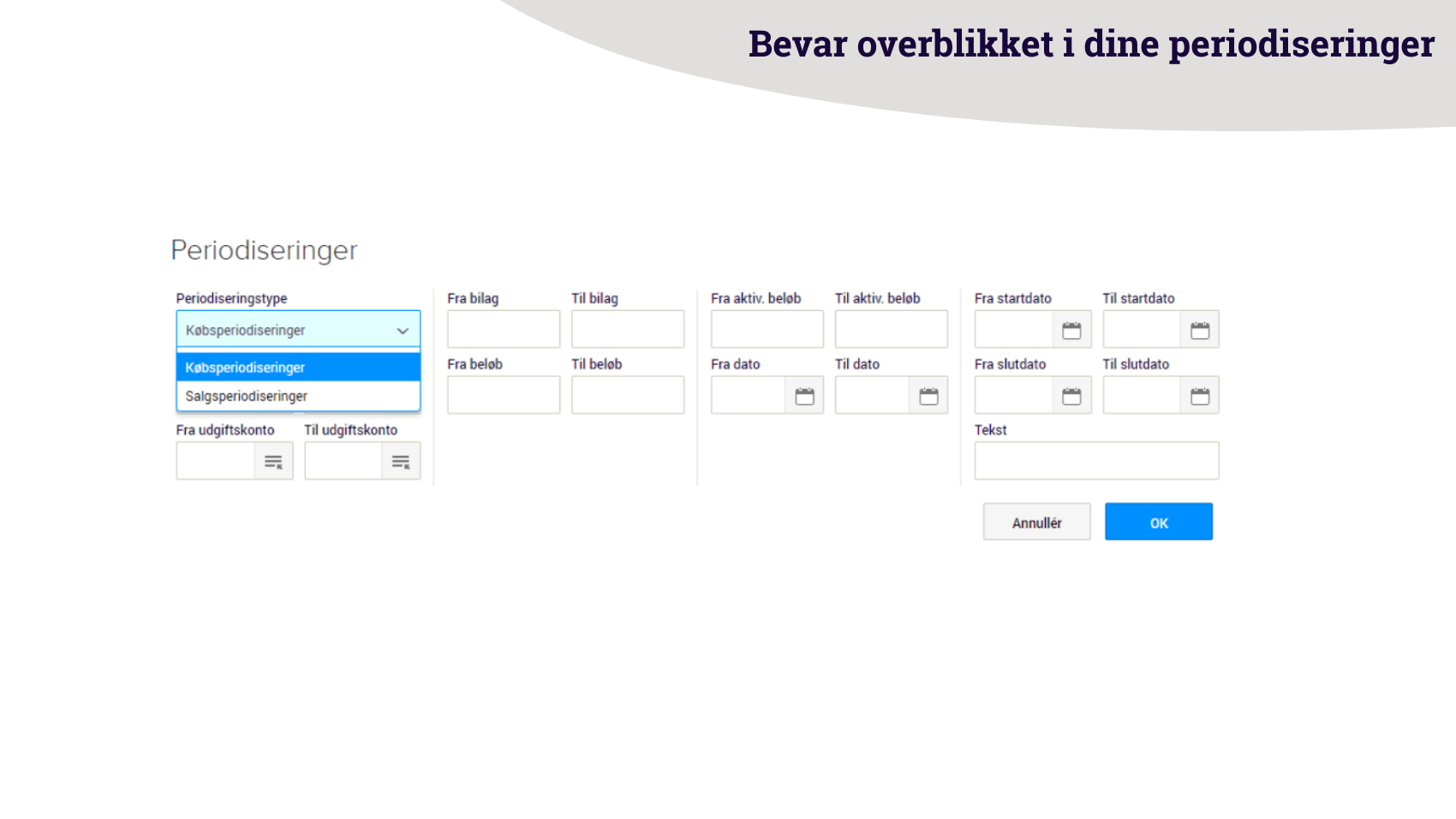 App screenshot: Periodisering & Anlæg