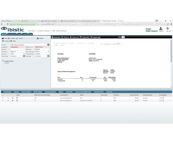 App screenshot: Ibistic Invoice System