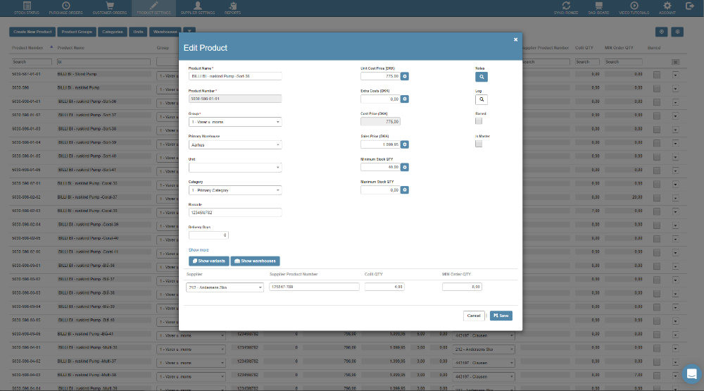 App screenshot: Warehouze