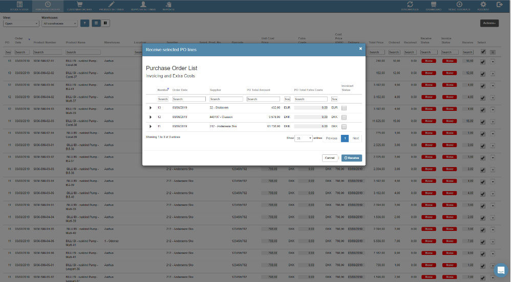 App screenshot: Warehouze