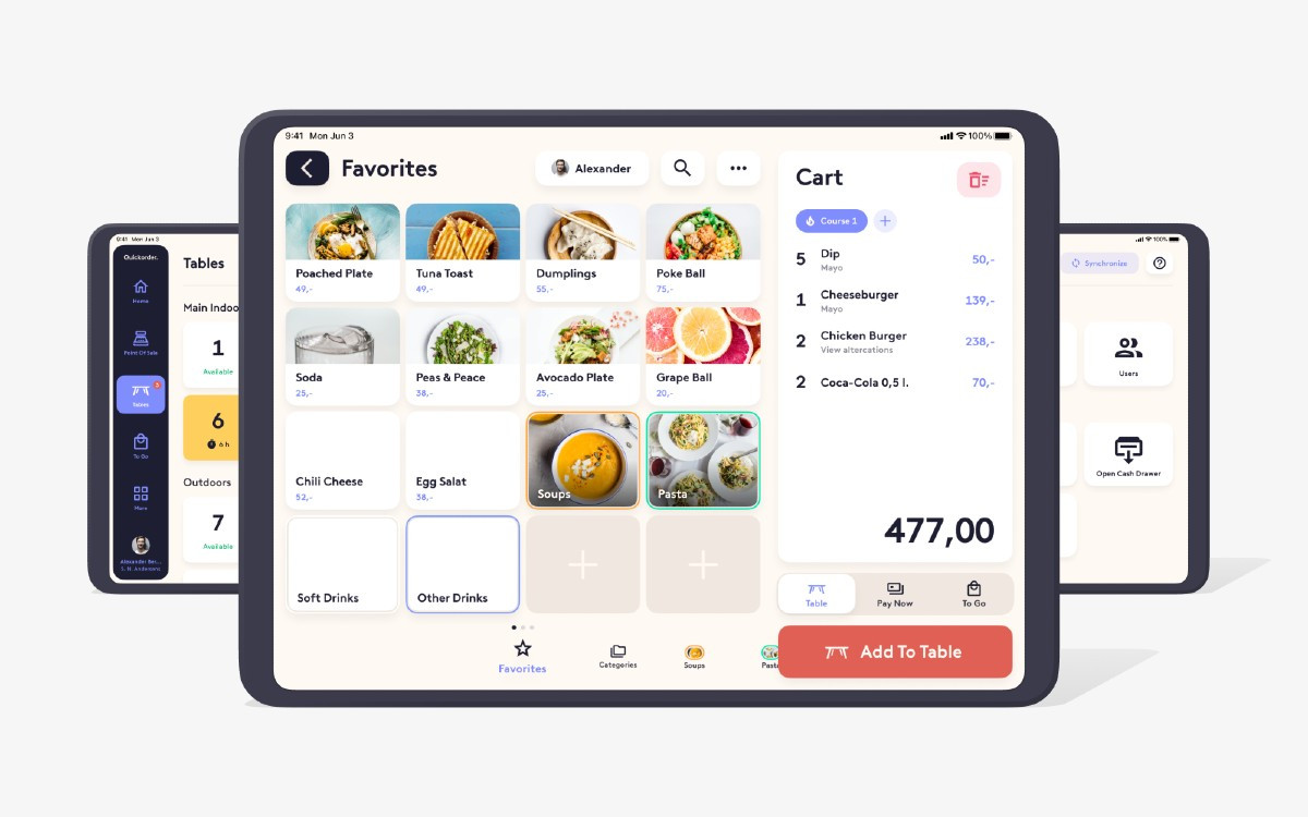 App screenshot: Quickorder Kassesystem
