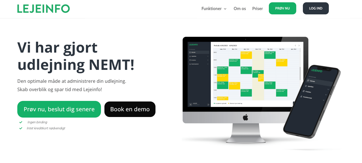 App screenshot: Lejeinfo