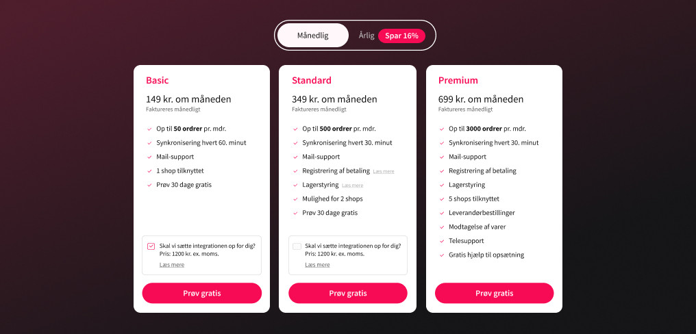 App screenshot: Wannafind-integration