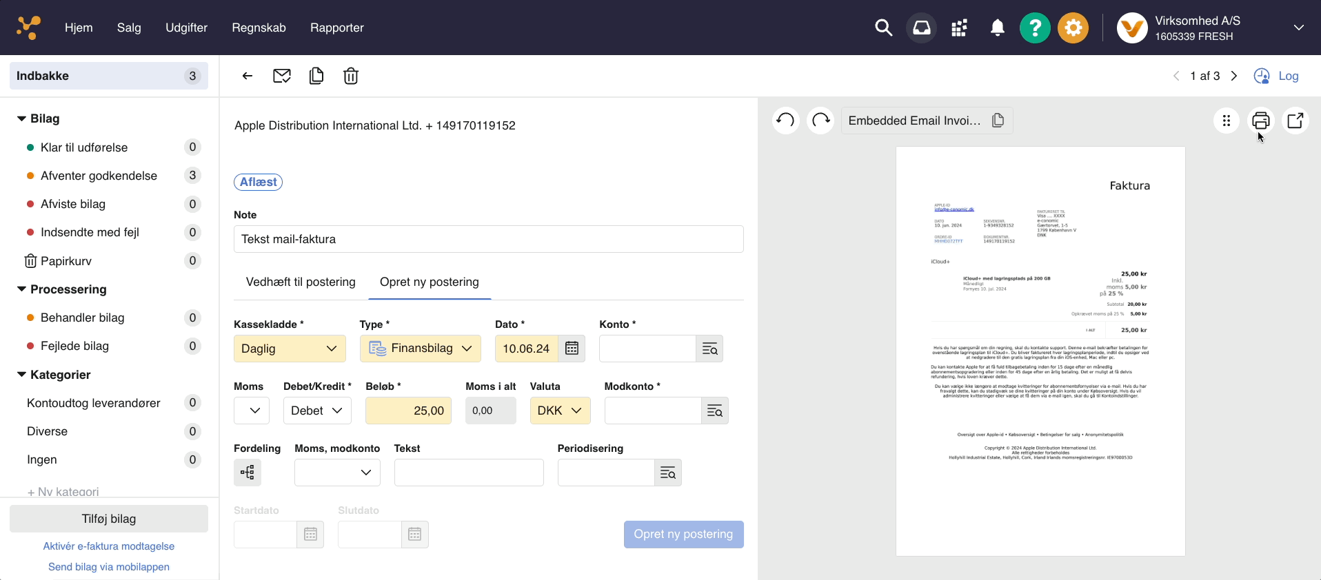 Viser print-ikonet i Indbakken – bruges til at udskrive det valgte dokument.