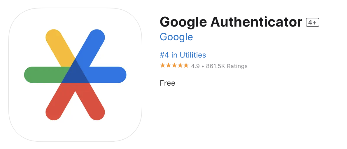 Viser appen Google Authenticator i en app-butik – bruges til at generere en kode til to-faktor-login.