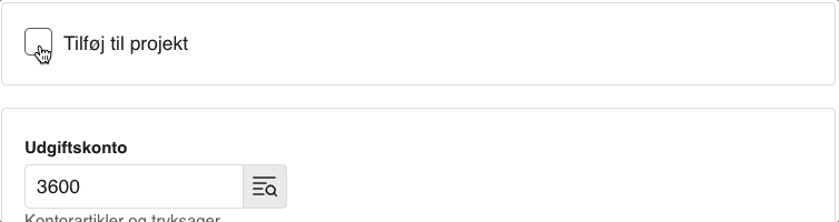 Viser afkrydsningsfeltet 'Tilføj til projekt' i en postering – bruges til at tilknytte posteringen til et projekt.