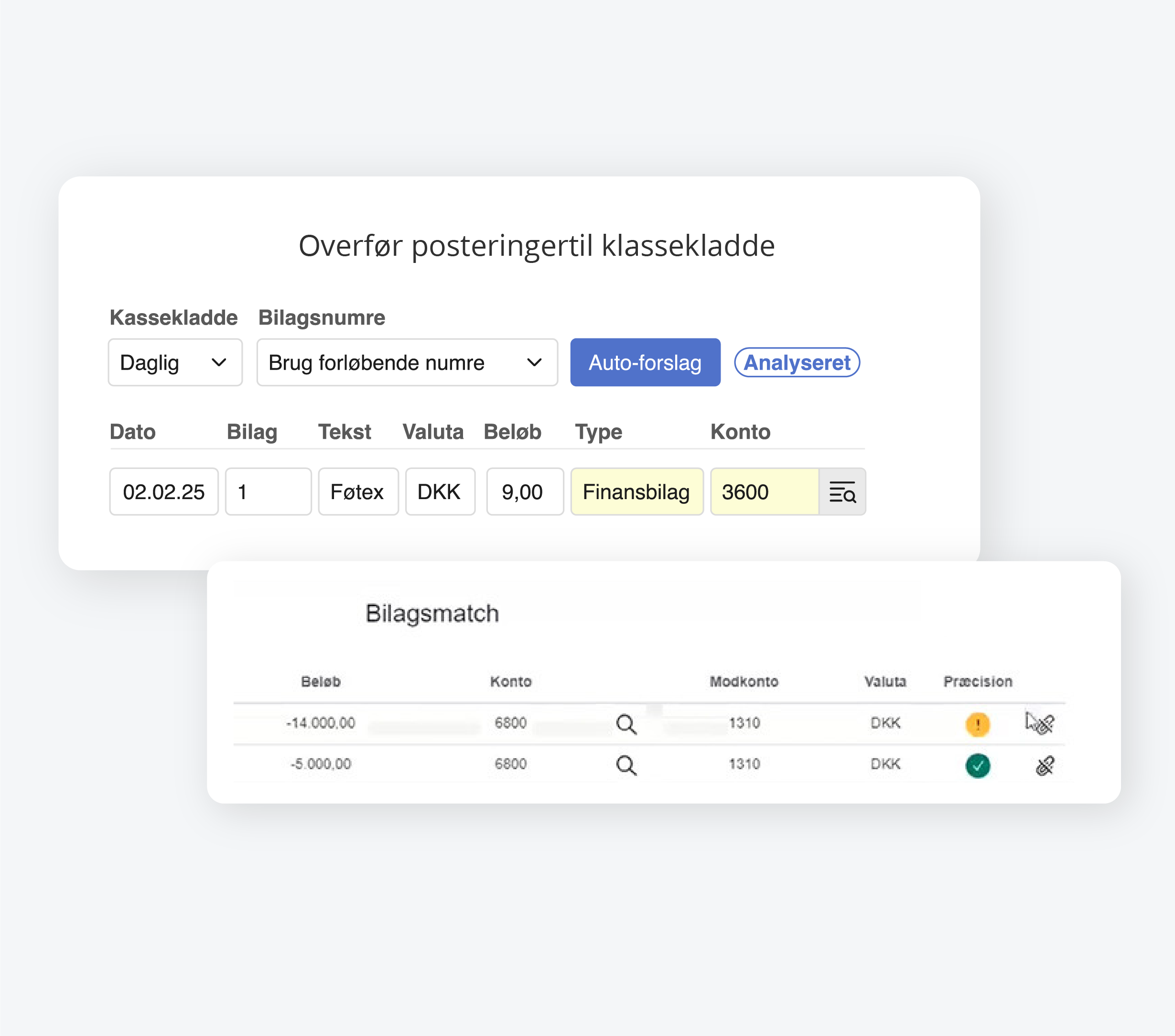 To screenshots af e-conomic regnskabsprogram