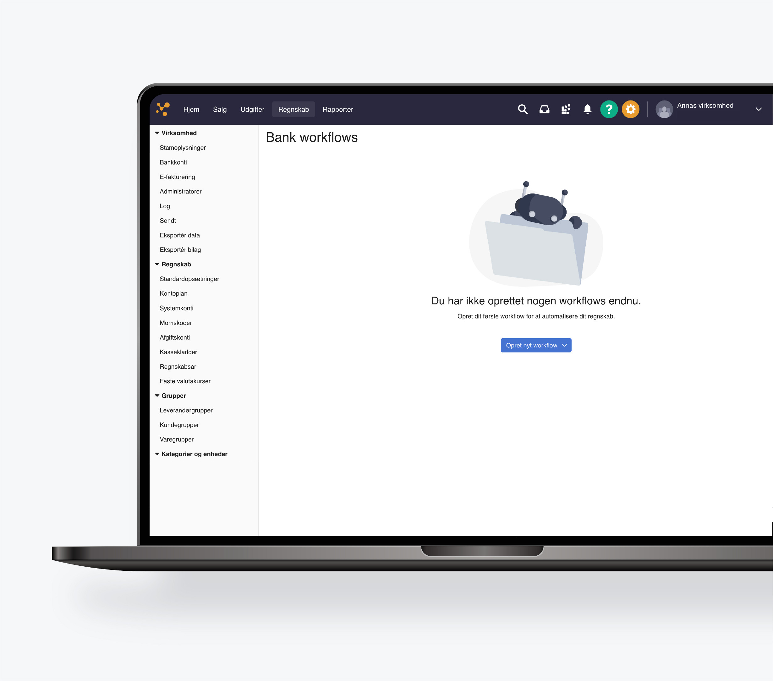 Et screenshot af e-conomics Bank Workflows