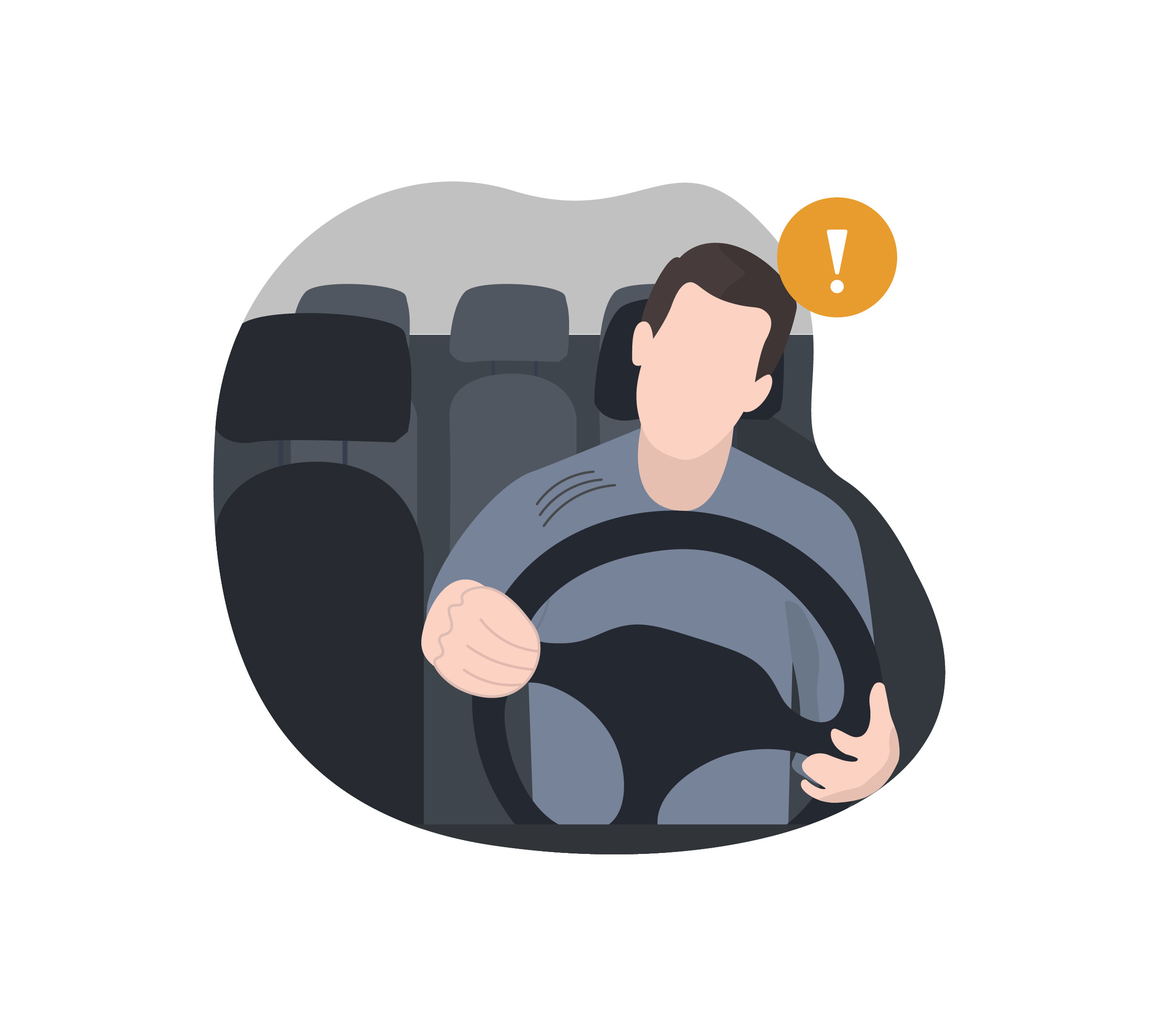 illustration af mand i bil der mister kontrol