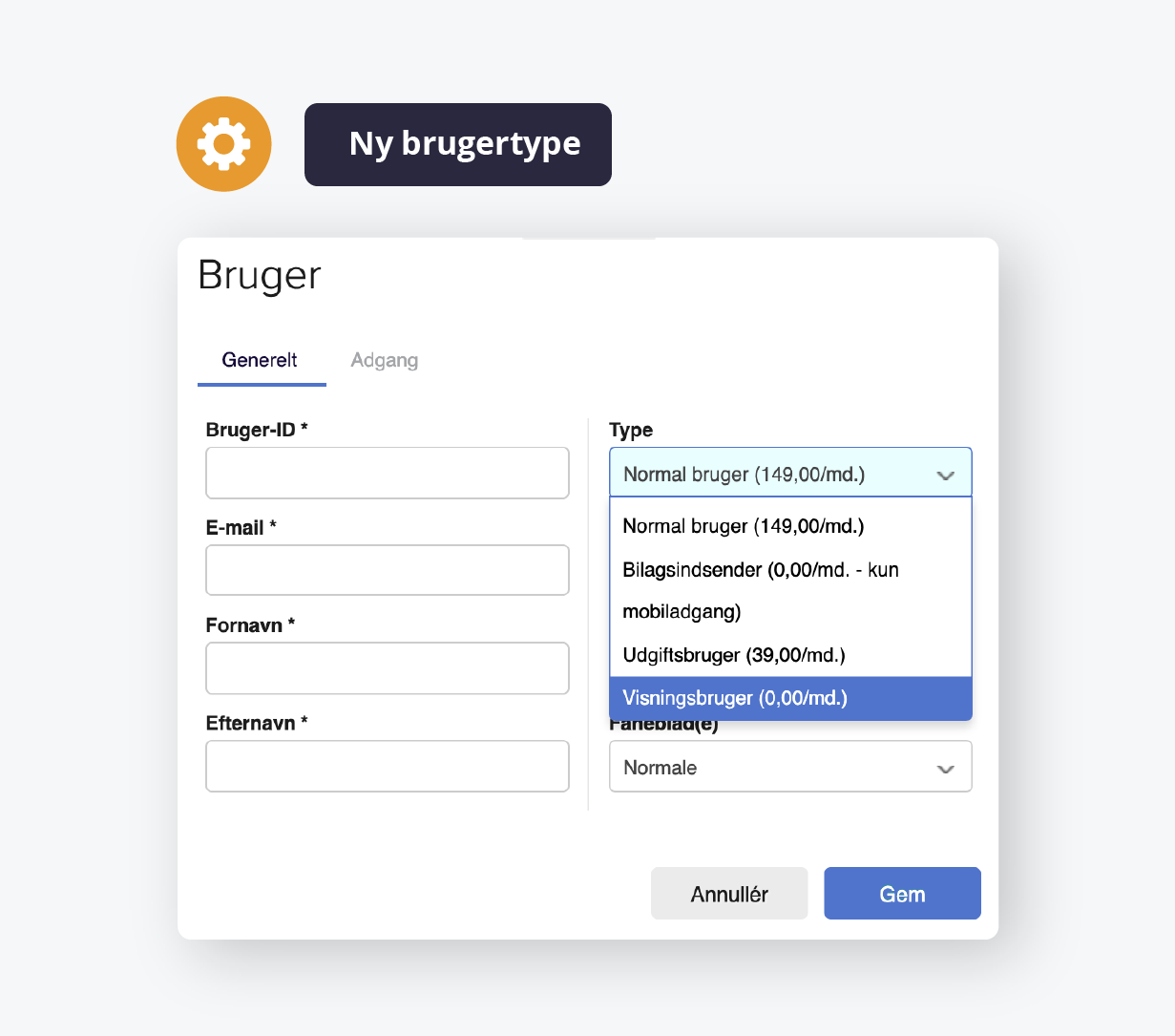 Et screenshot af e-conomic på en computerskærm