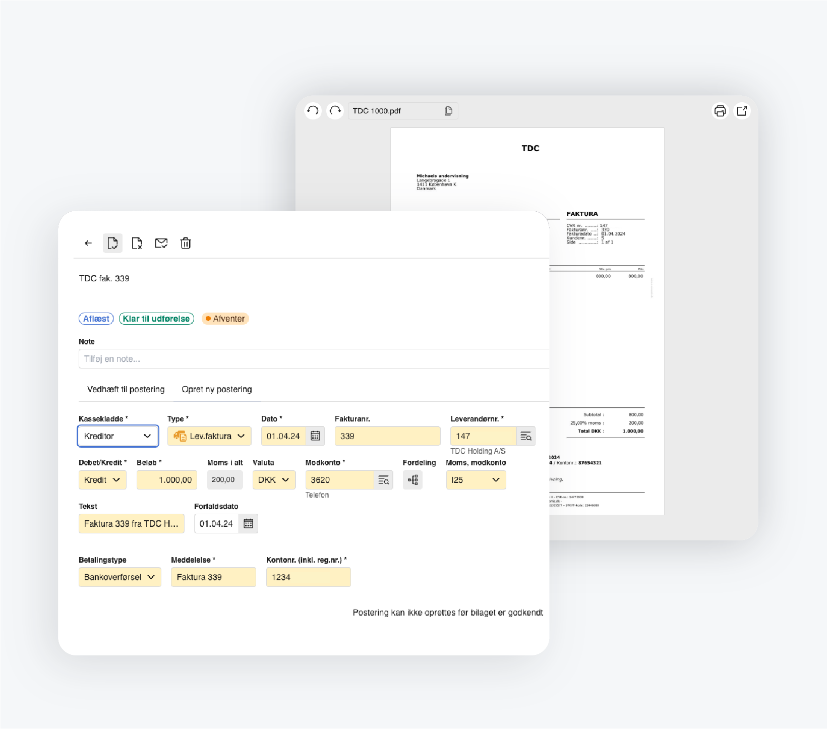 Automatisk aflæsning af bilag i Smart Inbox