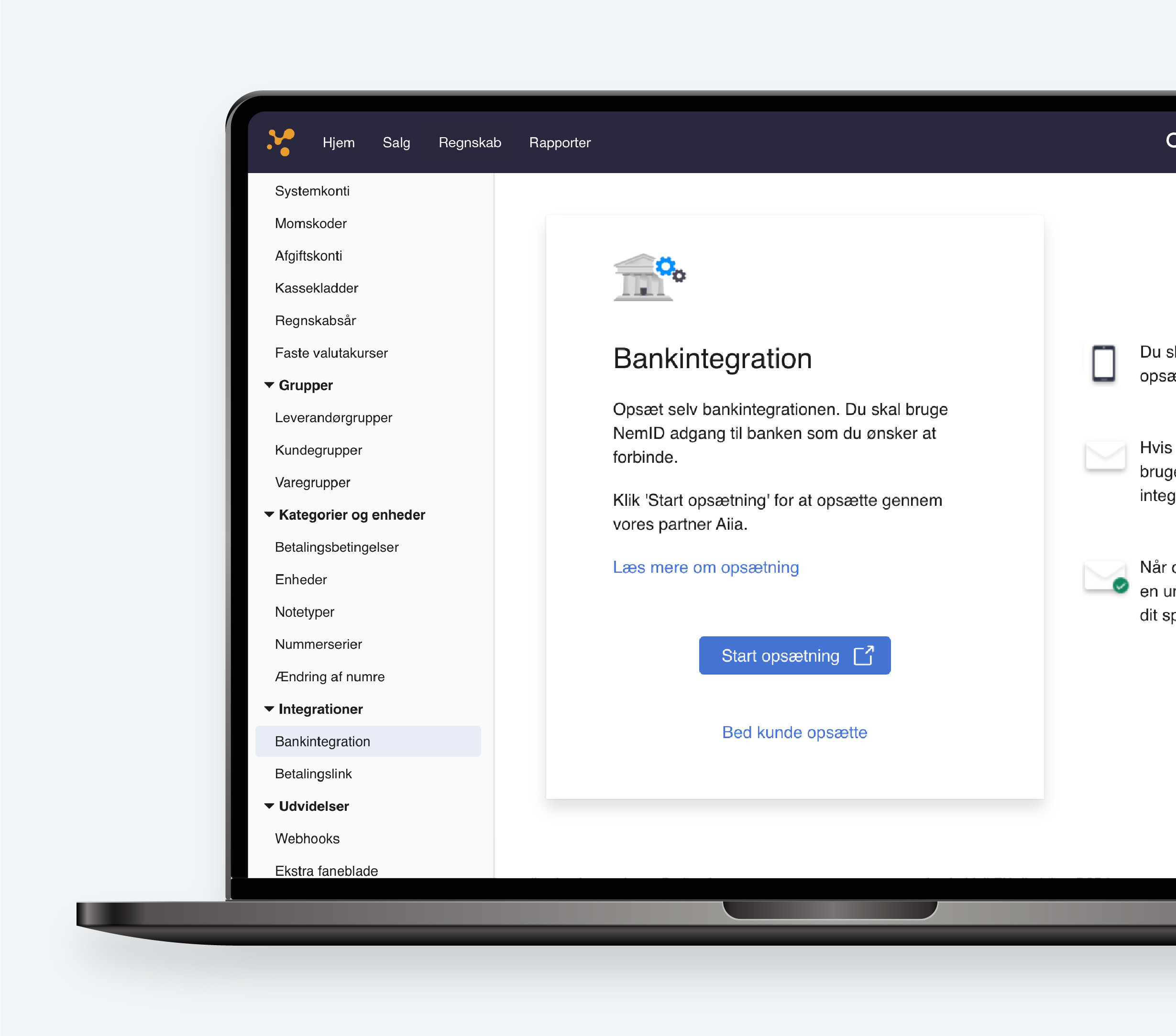 regnskabsprogram computer laptop om bankintegration