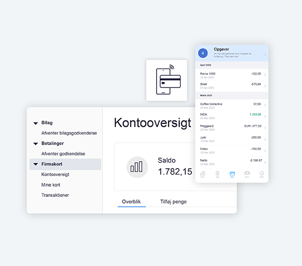 Et screenshot af e-conomics Firmakort-løsning